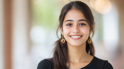 Fototapeta premium young indian college girl standing at college campus