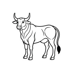 Minimalist Bull Logo Design. Clean Cow Line Art for Vector Illustration