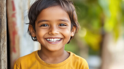 close up of indian little boy smiling