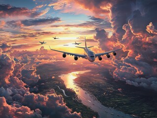 A breathtaking panoramic view capturing iconic aviation milestones