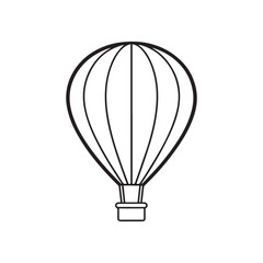 Obraz premium Hot Air Balloon Icon, Hot Air Balloon Logo, A Black And White Hot Air Balloon Floating In The Sky With Clouds. Hot air balloon vector illustration.