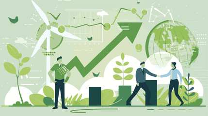 A flat design vector art illustration depicting the concept of green finance and sustainable development vector illustration 
