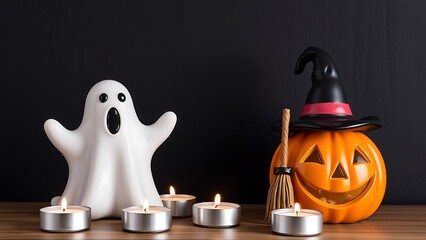 halloween pumpkin with candle