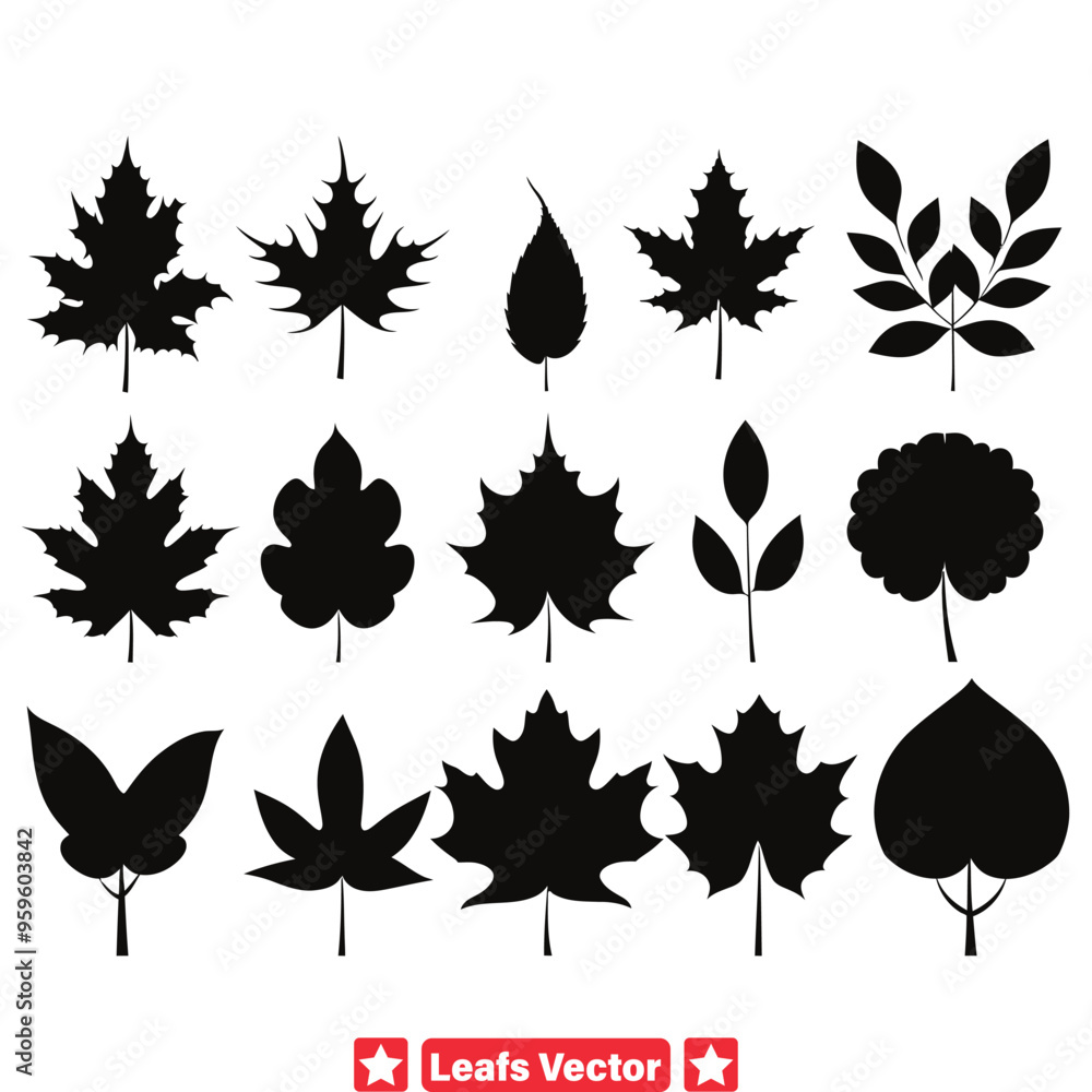 Wall mural Sylvan Symphony  Captivating Vector Leaf Silhouettes