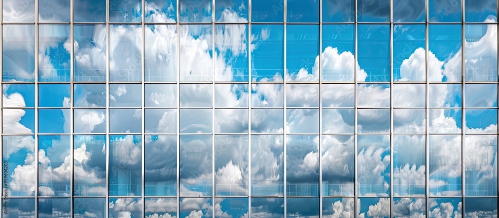 Aufkleber geometrically accurate architectural background of a modern office building facade featuring reflect