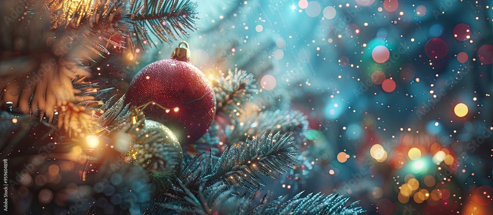 Poster christmas card featuring decoration and space. copy space image. place for adding text and design