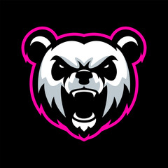Angry panda roaring mascot logo, perfect for esports, sports team, or brand.
