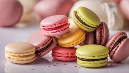 Fototapeta premium colorful macaroons on a wooden table