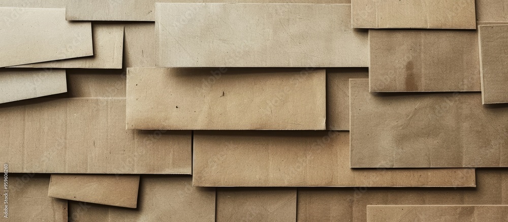 Poster abstract cardboard background stacked cut cardboard random background. copy space image. place for a