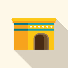 Fototapeta premium This vector illustration features a triumphal arch building facade, showcasing ancient roman architecture in a flat design style