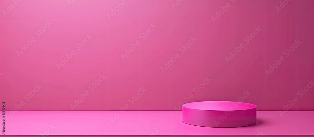 Canvas Prints Monochrome platform set against a vibrant pink backdrop Trendy podium with a geometric design for showcasing products Minimalist aesthetic Vertical image. Copy space image