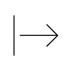 Black rightward arrow with bold line base on white background