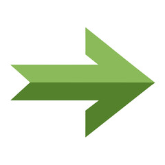 A stylized green double arrow pointing to the right on a white background