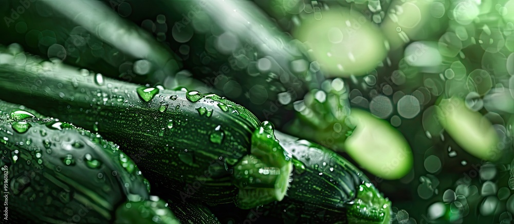 Poster green squash zucchini. copy space image. place for adding text and design