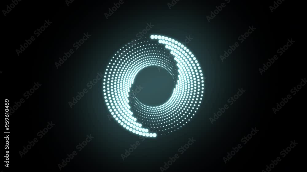 Poster glowing blue light ring. futuristic loading circles and dots animation. blue loading animation of pr