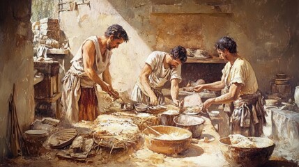 Ancient Roman Bakery Scene