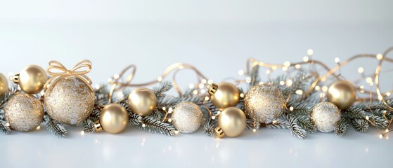 Elegant gold and silver Christmas ornaments arranged for a festive and joyful holiday decoration.