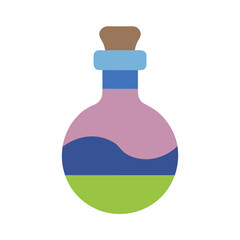 a simple, stylized illustration of a potion bottle. The bottle has a round shape with a narrow neck and is sealed with a cork at the top