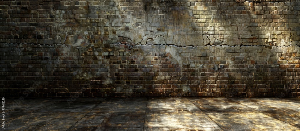 Aufkleber aged horizontal brick wall background. copy space image. place for adding text and design