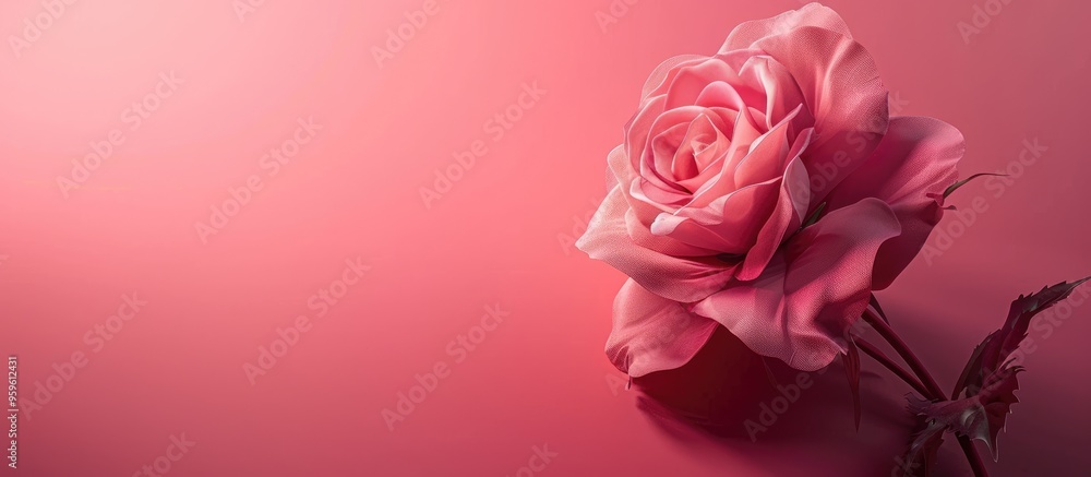 Aufkleber rose on a dark pink background. copy space image. place for adding text and design