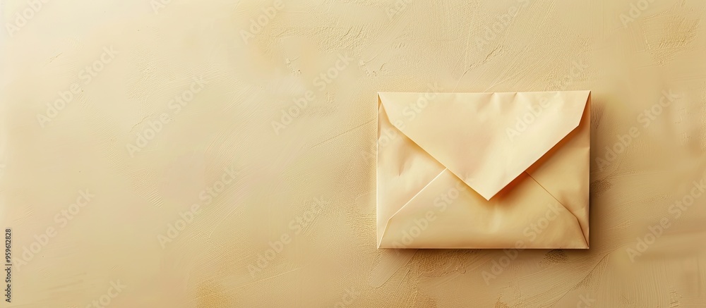 Poster craft paper letter on a beige background from a top view. copy space image. place for adding text an