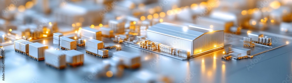 Aufkleber close-up view of a futuristic electronic circuit board showcasing intricate details and glowing comp
