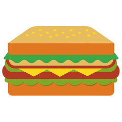 a simple, cartoon-style illustration of a sandwich. It features two slices of square bread with a light brown color and small yellow dots on the top slice, resembling sesame seeds