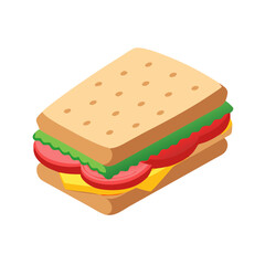 a cartoon-style illustration of a sandwich. It has two slices of rectangular bread with small dots on the top slice, resembling sesame seeds