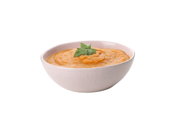 PNG, Sweet potato puree in bowl, isolated on white background