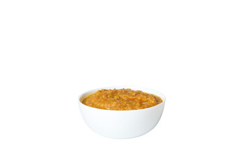 PNG, Sweet potato puree in bowl, isolated on white background
