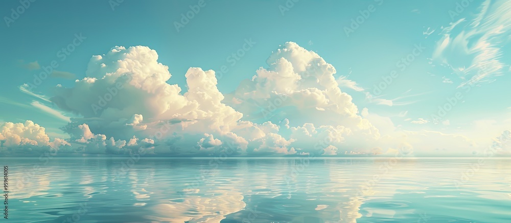 Poster ideal stunning seascape sky featuring clouds perfect for a summer vacation backdrop. copy space imag