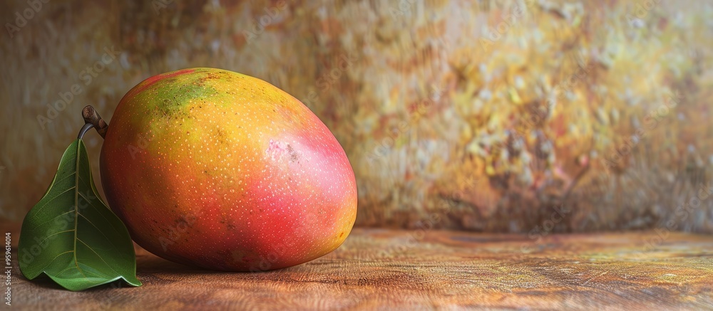 Poster mature mango. copy space image. place for adding text and design