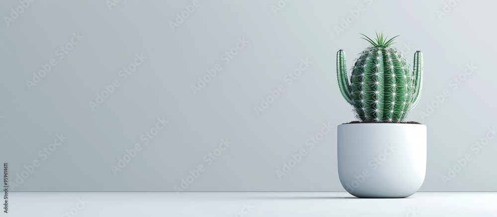 Sticker Cactus in a pot isolated on a white background. Copy space image. Place for adding text and design