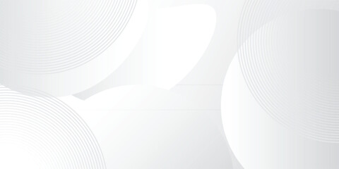 White geometric background overlap layer on bright space with lines effect decoration. Modern graphic design element circles style concept for banner. Vector Abstract