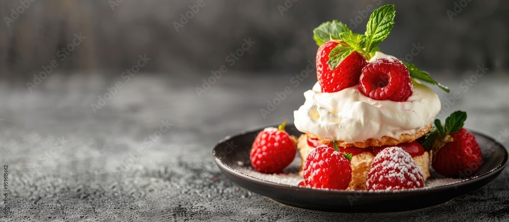 Poster chic complete shortcakes to enjoy at home. copy space image. place for adding text and design