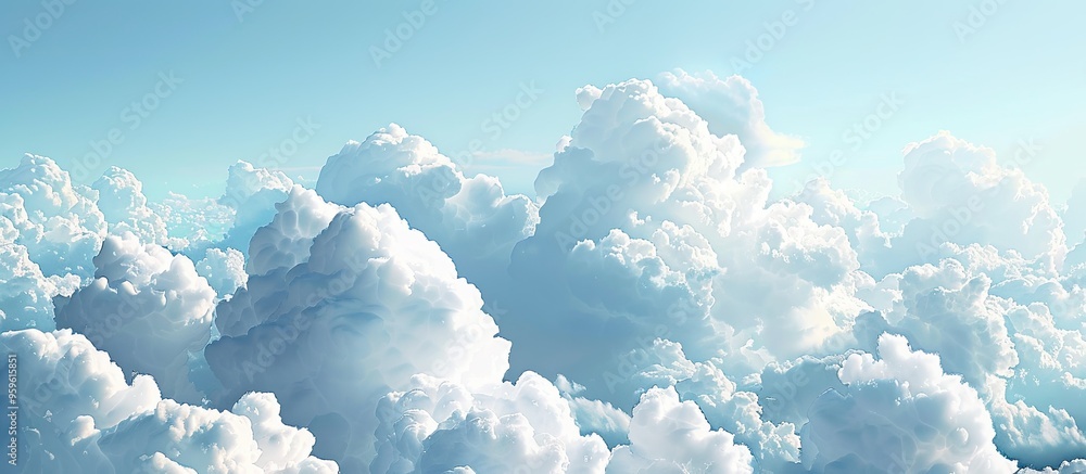 Poster blue sky and white clouds cumulus clouds. copy space image. place for adding text and design