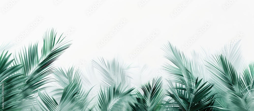 Poster cycas revoluta thunb features soft leaves set against a white background. copy space image. place fo
