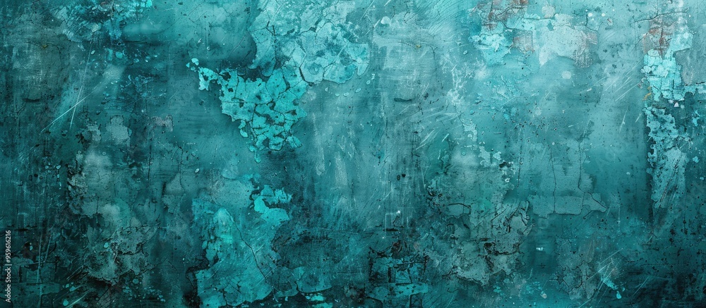 Poster grunge abstract background in turquoise. copy space image. place for adding text and design