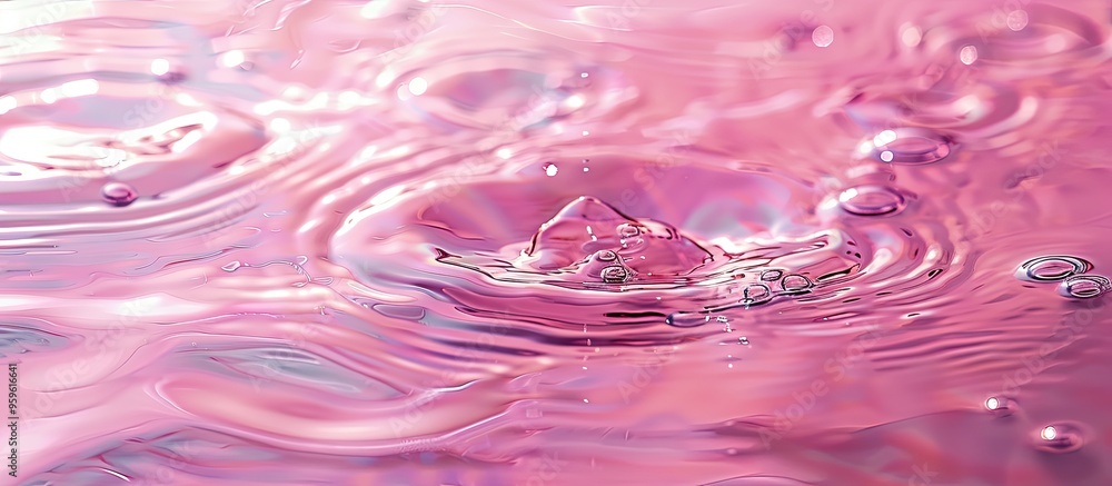 Poster water ripples on a pink background abstract texture of water ripples. copy space image. place for ad