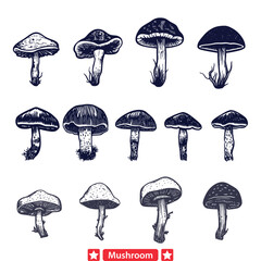 Dreamy Fungi Fantasy  Intricate Vector Set for Artistic Revelations