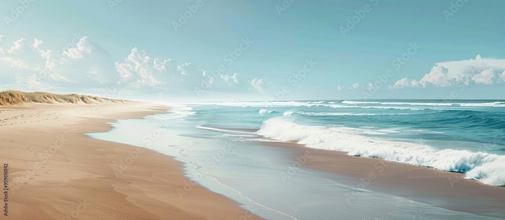 Aufkleber summer day beach landscape. copy space image. place for adding text and design