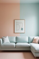 Minimalist interior design of modern living room. photo frame mockup
