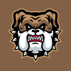 Angry bulldog head mascot logo, perfect for sports team or apparel design.