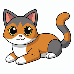 vector 2d cute cat lying down and looking at the camera