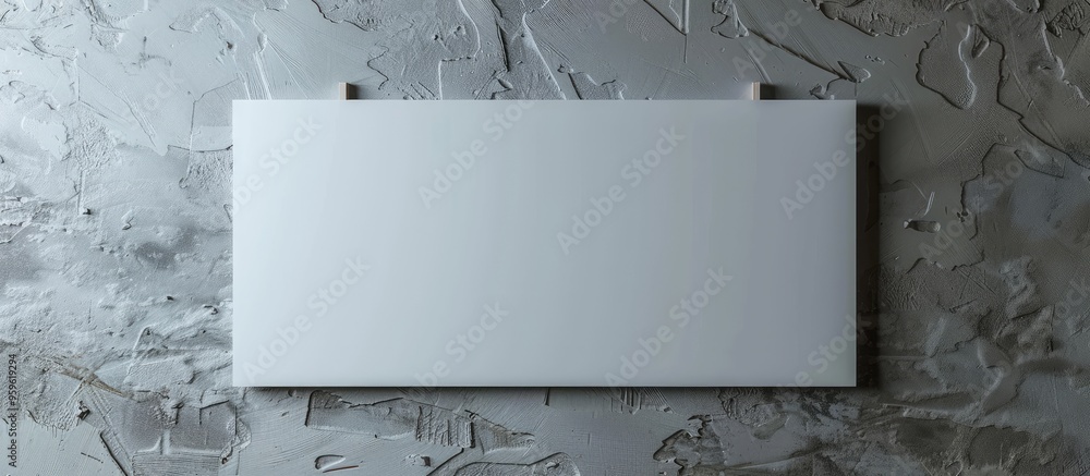 Poster white paper sheet with a metal handle. copy space image. place for adding text and design