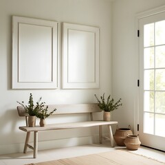 Minimalist interior design of modern living room. photo frame mockup