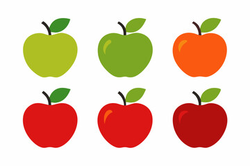 Apple Vector Set, Apple Fruit Clipart Bundle, Red and Green