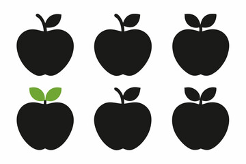 Apple vector silhouette set, apple icon set	
