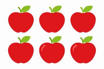 Apple Vector Set, Apple Fruit Clipart Bundle, Red and Green