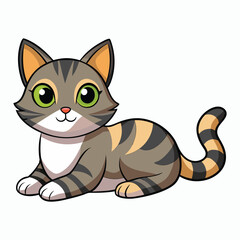 vector 2d cute cat lying down and looking at the camera